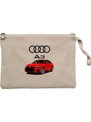 Z zepplin Audi A3 Text Logo Krem Clutch Astarlı Cüzdan / El Çantası