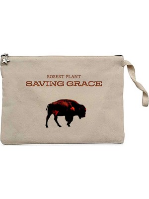 Z zepplin Robert Plant Saving Grace Krem Clutch Astarlı Cüzdan / El Çantası