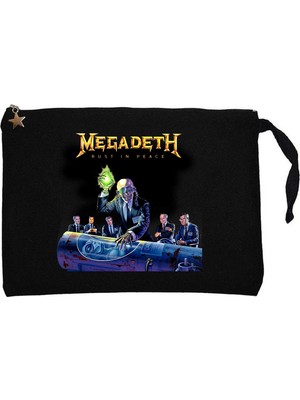 Z zepplin Megadeth Rust In Peace New Siyah Clutch Astarlı Cüzdan / El Çantası
