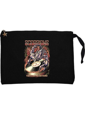Z zepplin Scorpions The Sting Never Fades Siyah Clutch Astarlı Cüzdan / El Çantası