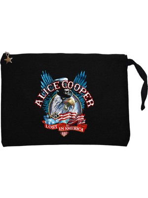 Z zepplin Alice Cooper Lost In America Siyah Clutch Astarlı Cüzdan / El Çantası