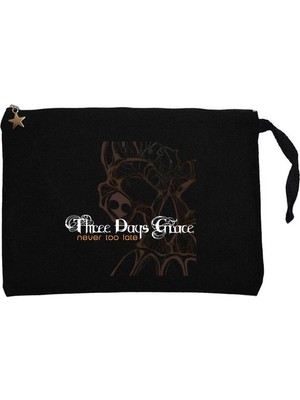 Z zepplin Three Days Grace Never Too Late Siyah Clutch Astarlı Cüzdan / El Çantası