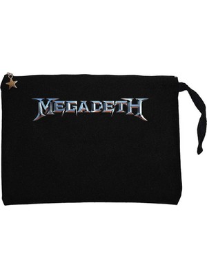 Z zepplin Megadeth Text Rainbow Siyah Clutch Astarlı Cüzdan / El Çantası