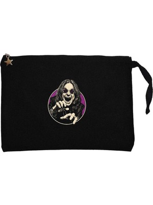 Z zepplin Ozzy Osbourne Portre Siyah Clutch Astarlı Cüzdan / El Çantası