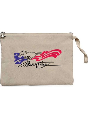 Z zepplin Mustang Amerika Krem Clutch Astarlı Cüzdan / El Çantası