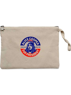 Z zepplin Alice Cooper For President Krem Clutch Astarlı Cüzdan / El Çantası