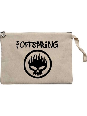 Z zepplin The Offspring Logo Text Skull Krem Clutch Astarlı Cüzdan / El Çantası