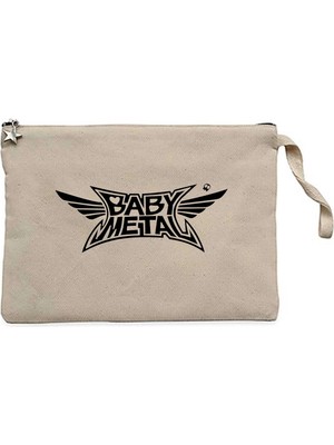 Z zepplin Babymetal Logo Black Krem Clutch Astarlı Cüzdan / El Çantası
