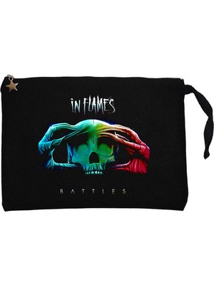 Z zepplin In Flames Battles Siyah Clutch Astarlı Cüzdan / El Çantası
