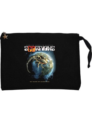 Z zepplin Scorpions 60 Years Of Scorpions Siyah Clutch Astarlı Cüzdan / El Çantası