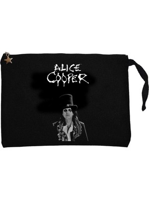 Z zepplin Alice Cooper Face Siyah Clutch Astarlı Cüzdan / El Çantası