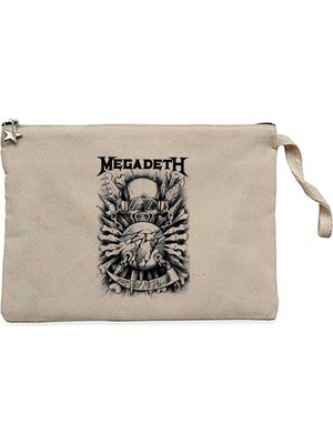 Z zepplin Megadeth Years Of Metal Krem Clutch Astarlı Cüzdan / El Çantası