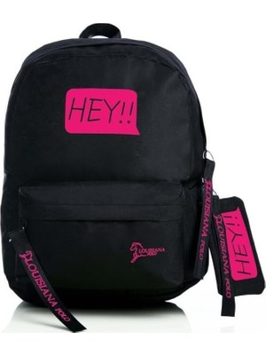 SBN - Store Prime Polo Laptop Bölmeli Okul Çantası Hey!!! Siyah Pembe 1525