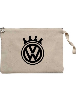 Z zepplin Volkswagen King Logo Krem Clutch Astarlı Cüzdan / El Çantası