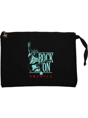 Z zepplin Rock On America Siyah Clutch Astarlı Cüzdan / El Çantası