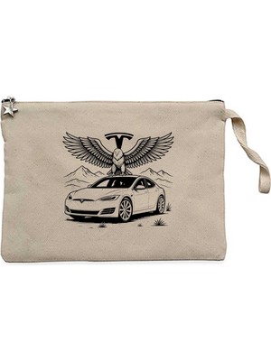 Z zepplin Tesla And Eagle Krem Clutch Astarlı Cüzdan / El Çantası