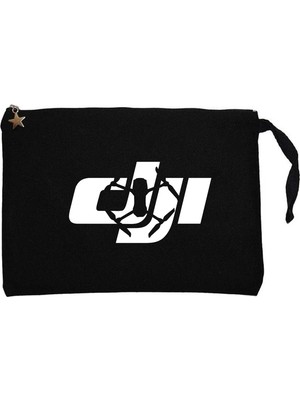 Z zepplin Dji Logo Silüet Siyah Clutch Astarlı Cüzdan / El Çantası