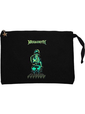 Z zepplin Megadeth Nuke Siyah Clutch Astarlı Cüzdan / El Çantası