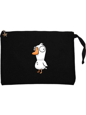 Z zepplin Goose Goose Duck Siyah Clutch Astarlı Cüzdan / El Çantası