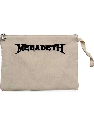 Z zepplin Megadeth Text Krem Clutch Astarlı Cüzdan / El Çantası