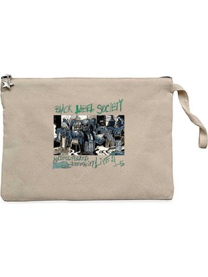 Z zepplin Black Label Society Alcohol Fueled Brewtality Krem Clutch Astarlı Cüzdan / El Çantası