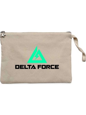 Z zepplin Delta Force Logo Krem Clutch Astarlı Cüzdan / El Çantası