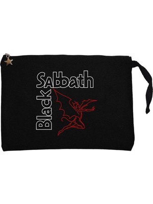 Z zepplin Black Sabbath Grim Reaper Siyah Clutch Astarlı Cüzdan / El Çantası