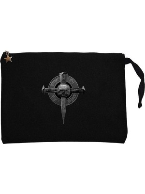 Z zepplin Black Label Society Order Of The Black Silver Siyah Clutch Astarlı Cüzdan / El Çantası