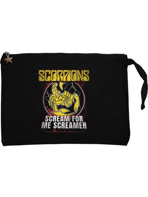 Z zepplin Scorpions Scream For Me Screamer Siyah Clutch Astarlı Cüzdan / El Çantası