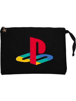 Z zepplin Playstation Logo Color Siyah Clutch Astarlı Cüzdan / El Çantası