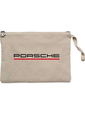 Z zepplin Porsche Text Red Krem Clutch Astarlı Cüzdan / El Çantası