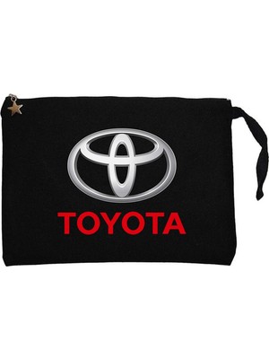 Z zepplin Toyata Text Logo Siyah Clutch Astarlı Cüzdan / El Çantası