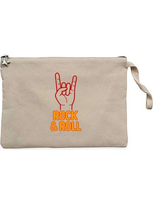 Z zepplin Rock Roll Krem Clutch Astarlı Cüzdan / El Çantası