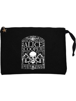 Z zepplin Alice Cooper Memento Mori Siyah Clutch Astarlı Cüzdan / El Çantası