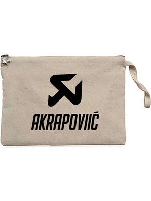 Z zepplin Akrapovic Black Logo Krem Clutch Astarlı Cüzdan / El Çantası