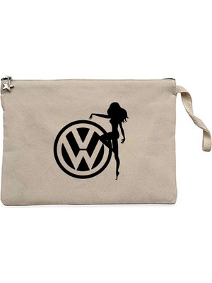 Z zepplin Volkswagen Woman Logo Krem Clutch Astarlı Cüzdan / El Çantası