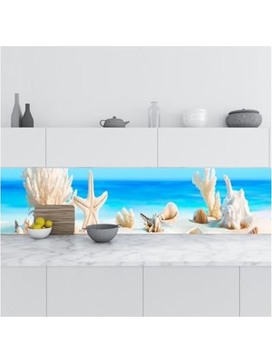 SBN - Store Prime Mutfak Tezgah Arası Folyo Kaplama Folyosu Deniz Kabukları 60X100 cm