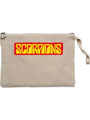 Z zepplin Scorpions Text Color Krem Clutch Astarlı Cüzdan / El Çantası