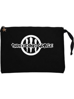 Z zepplin Three Days Grace Logo Siyah Clutch Astarlı Cüzdan / El Çantası