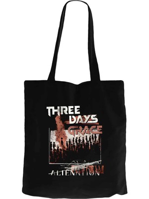 Z zepplin Three Days Grace Alienation Siyah Fermuarlı Bez Çanta Gabardin