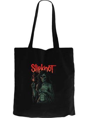 Z zepplin Slipknot Female Skeleton Hot Siyah Fermuarlı Bez Çanta Gabardin