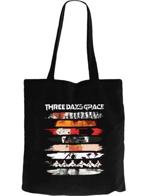 Z zepplin Three Days Grace Album Covers Siyah Fermuarlı Bez Çanta Gabardin