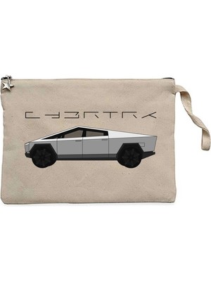 Z zepplin Tesla Cybertruck Krem Clutch Astarlı Cüzdan / El Çantası