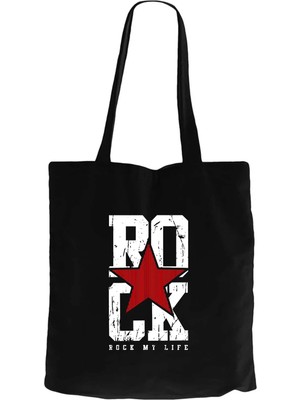 Z zepplin Rock My Life Siyah Fermuarlı Bez Çanta Gabardin