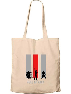 Z zepplin Full Of Rock Krem Fermuarlı Bez Çanta Gabardin