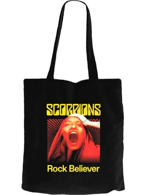 Z zepplin Scorpions Rock Believer Siyah Fermuarlı Bez Çanta Gabardin
