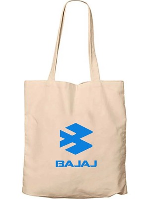 Z zepplin Bajaj Logo 1 Krem Fermuarlı Bez Çanta Gabardin