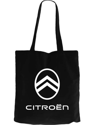 Z zepplin Citroen Text Logo Siyah Fermuarlı Bez Çanta Gabardin