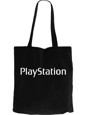 Z zepplin Playstation Text Siyah Fermuarlı Bez Çanta Gabardin