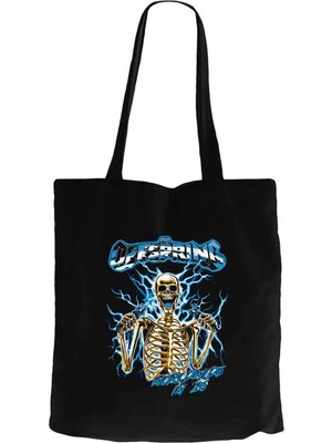 Z zepplin The Offspring Worldwide In '26 Skull Siyah Fermuarlı Bez Çanta Gabardin